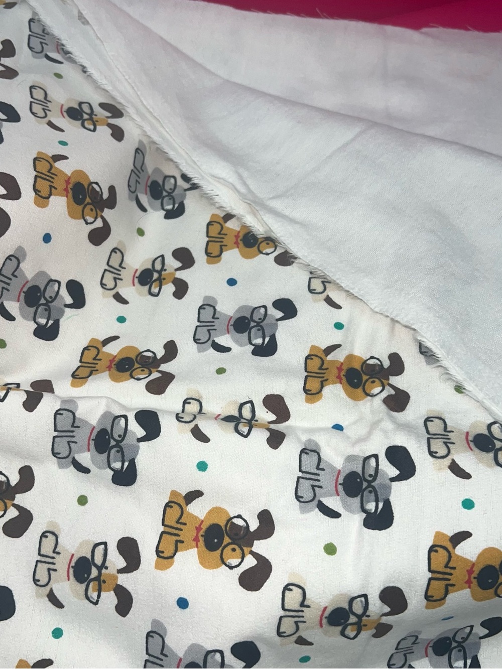 Jo-Ann’s Snuggle Flannel Fabric with Matted Fabric (Blanket Work in Progress)